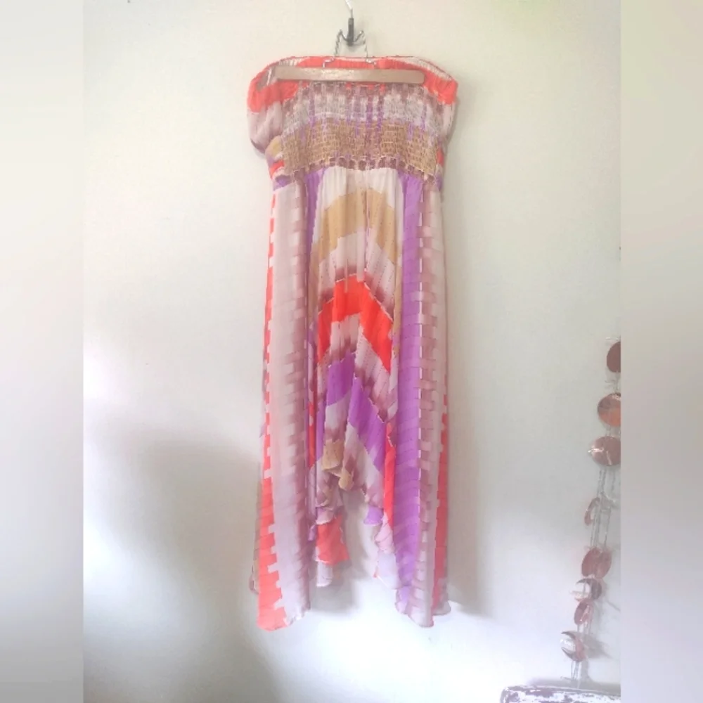 Beautiful GUESS Flowy Orange White Purple Dress M L - Picture 6 of 9